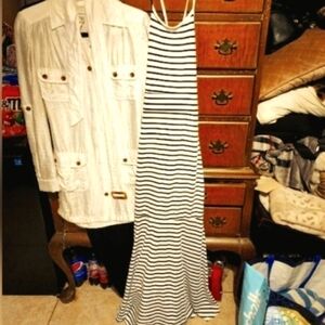 Maxi Dress, NWOT, Black & White Horizontal Stripes Size Small Perfect Condition.